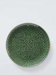 John Lewis Debossed Star & Snowflake Stoneware Side Plate, 20cm, Green