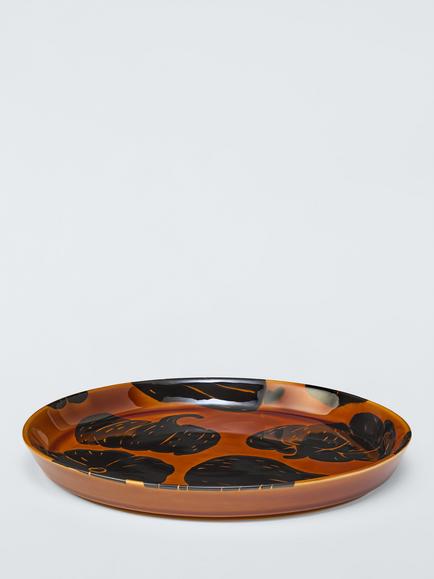 John Lewis Halloween Pumpkin & Squash Stoneware Coupe Plate, 26cm, Orange/Black - view 2, 