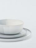 John Lewis Dipped Glaze Stoneware Dinnerware Set, 12 Piece, White/Grey