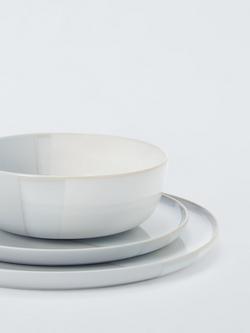 John Lewis Dipped Glaze Stoneware Dinnerware Set, 12 Piece, White/Grey - view 2, 