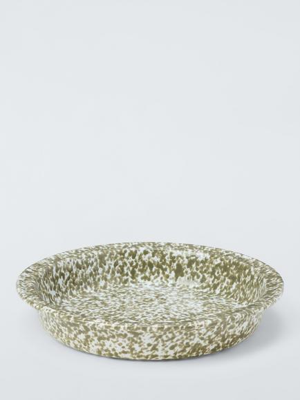 John Lewis Farmhouse Round Speckle Glaze Stoneware Serve Dish, 27.5cm, Green, 