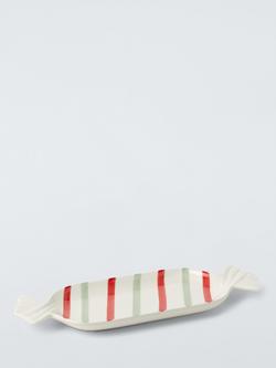 John Lewis Striped Stoneware Sweet Dish, 35cm, Multi - view 2, 