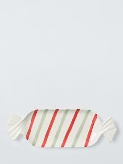 John Lewis Striped Stoneware Sweet Dish, 35cm, Multi, 