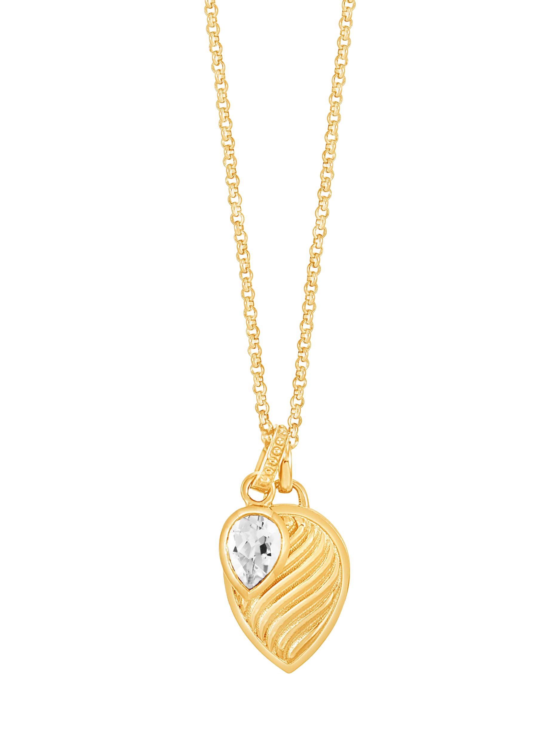 Dower & Hall Two-Charm Twist Peardrop Necklace, Gold