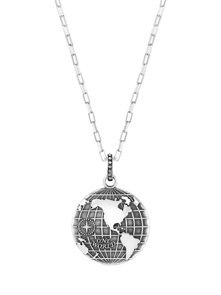 Dower & Hall One World Talisman Necklace, Silver - view 2, Silver