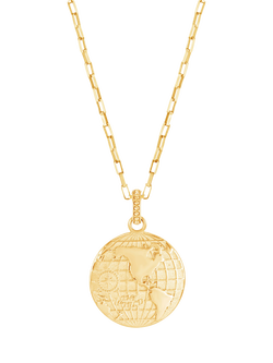 Dower & Hall One World Talisman Necklace, Gold - view 2, Gold