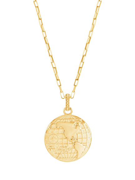 Dower & Hall One World Talisman Necklace, Gold - view 2, Gold