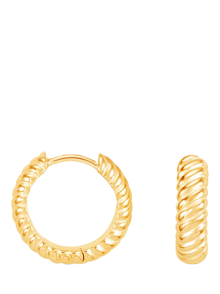 Dower & Hall Medium Twist Hoop Earrings, Gold, Gold