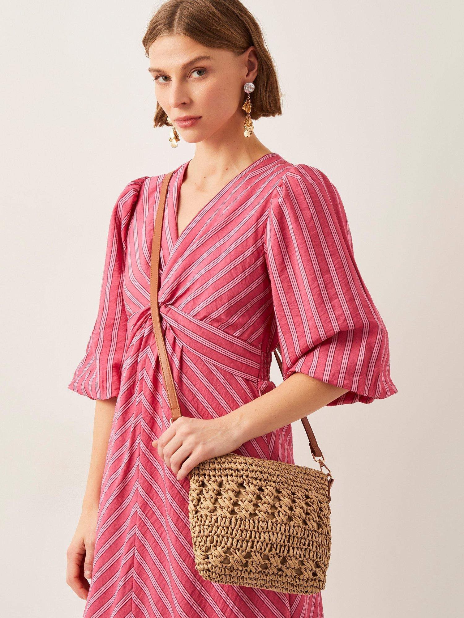 Product image 2 of 5, which shows Monsoon Raffia Crochet Crossbody Bag, Neutral