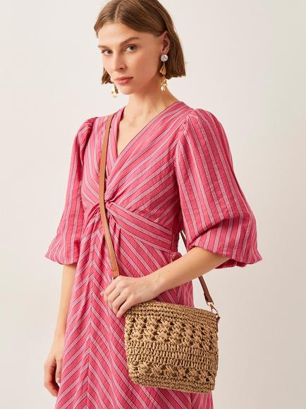 Monsoon Raffia Crochet Crossbody Bag, Neutral - view 2, Neutral