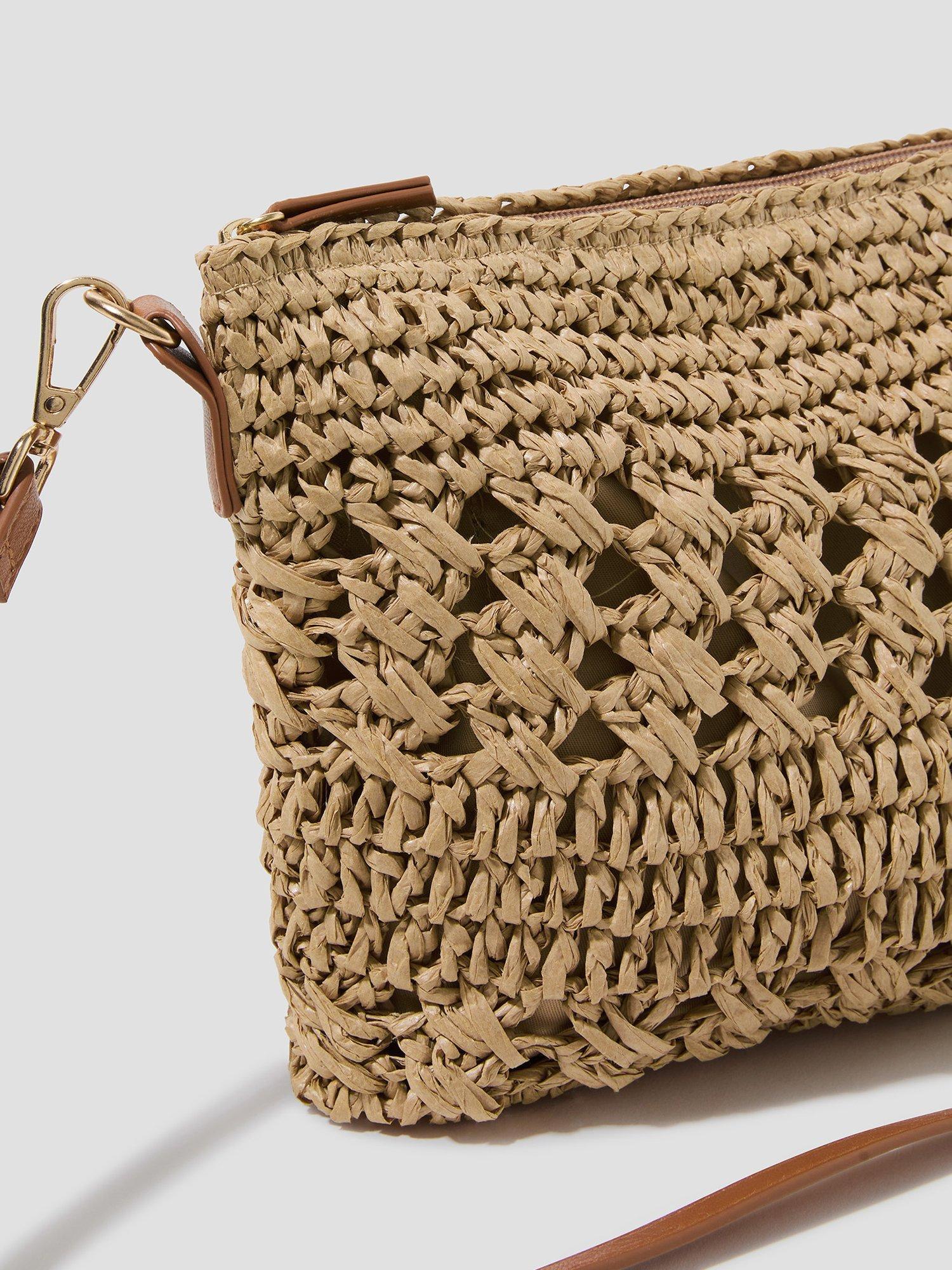 Product image 4 of 5, which shows Monsoon Raffia Crochet Crossbody Bag, Neutral