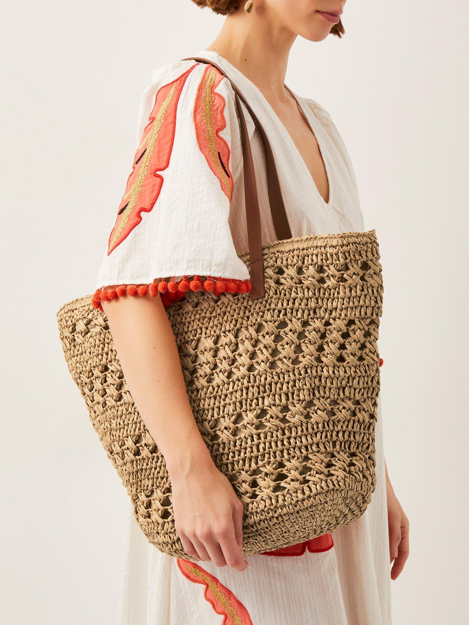 Product image 2 of 5, which shows Monsoon Amber Raffia Crochet Tote Bag, Neutral