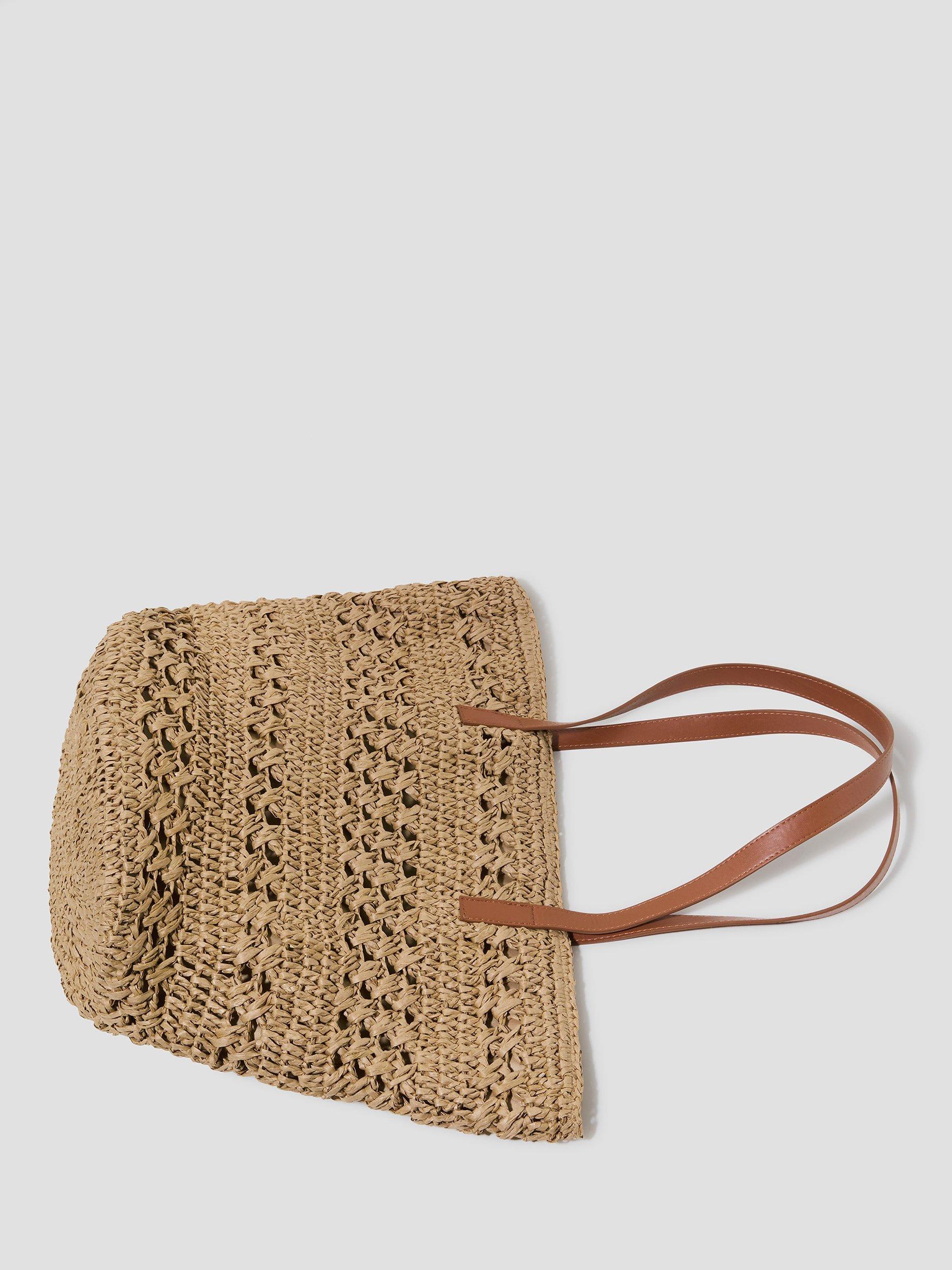 Product image 3 of 5, which shows Monsoon Amber Raffia Crochet Tote Bag, Neutral