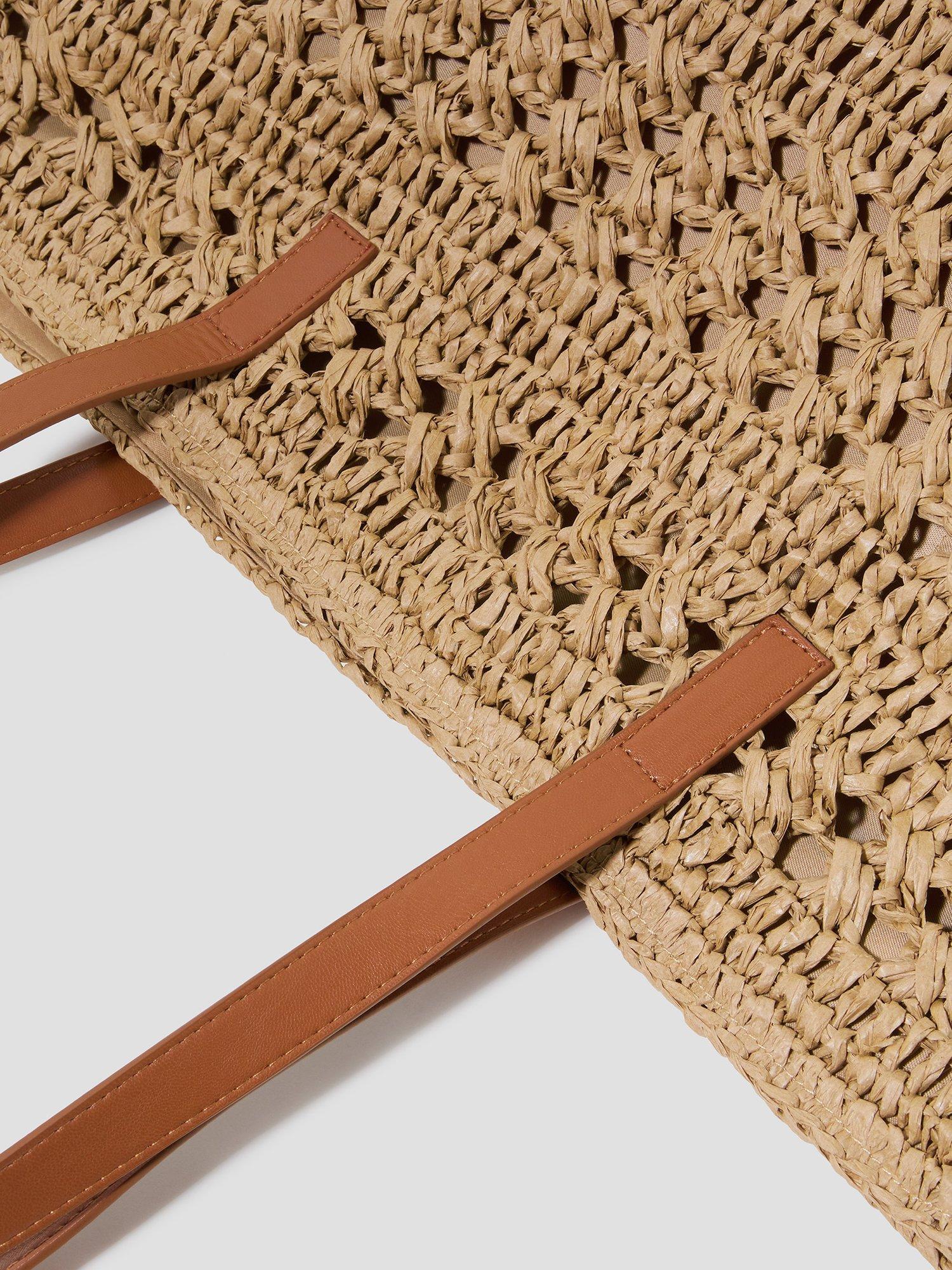 Product image 4 of 5, which shows Monsoon Amber Raffia Crochet Tote Bag, Neutral