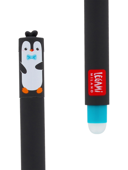 Legami Penguin Erasable Gel Pen, Blue - view 2, Blue