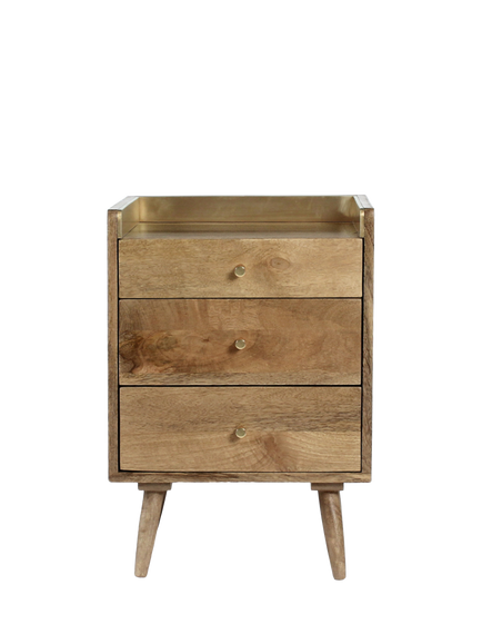 Swoon Fresco 3 Drawer Bedside Table, Natural, Light Wood