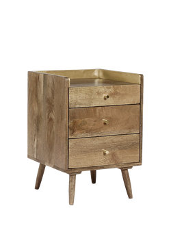 Swoon Fresco 3 Drawer Bedside Table, Natural - view 2, Light Wood
