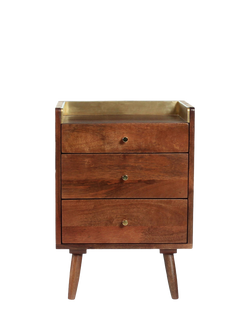 Swoon Fresco 3 Drawer Bedside Table, Light Brown, Mango Wood