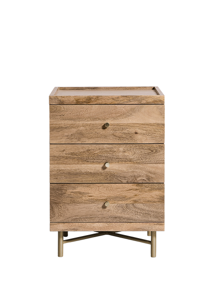 Swoon Halle 3 Drawer Bedside Table, Natural Oak, Mango Wood