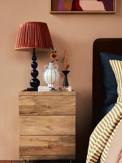 Swoon Halle 3 Drawer Bedside Table, Natural Oak - view 2, Mango Wood