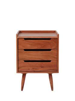 Swoon Southwark 3 Drawer Bedside Table, Dark Brown, Acacia