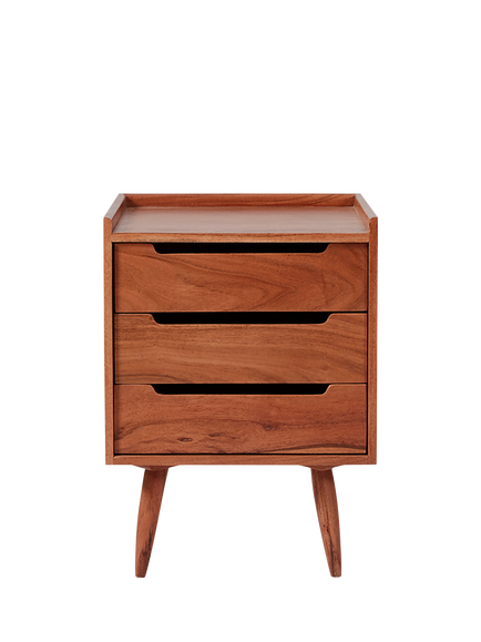 Swoon Southwark 3 Drawer Bedside Table, Dark Brown, Acacia
