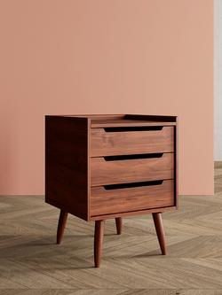 Swoon Southwark 3 Drawer Bedside Table, Dark Brown - view 2, Acacia
