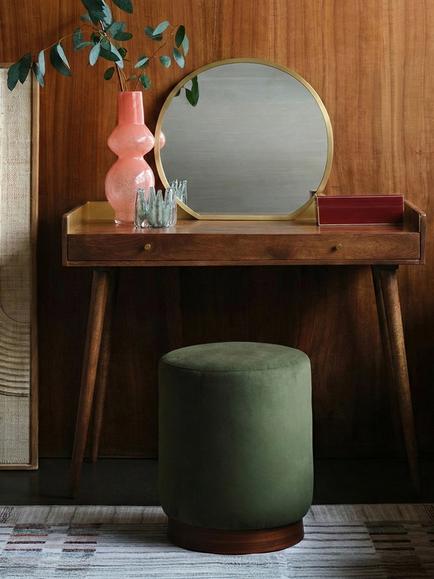 Swoon Fresco 1 Drawer Dressing Table & Mirror, Light Brown - view 2, Light Brown