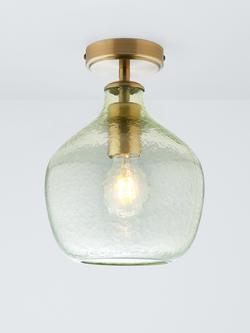 John Lewis Cartmel Semi Flush Ceiling Light, Olive Glass