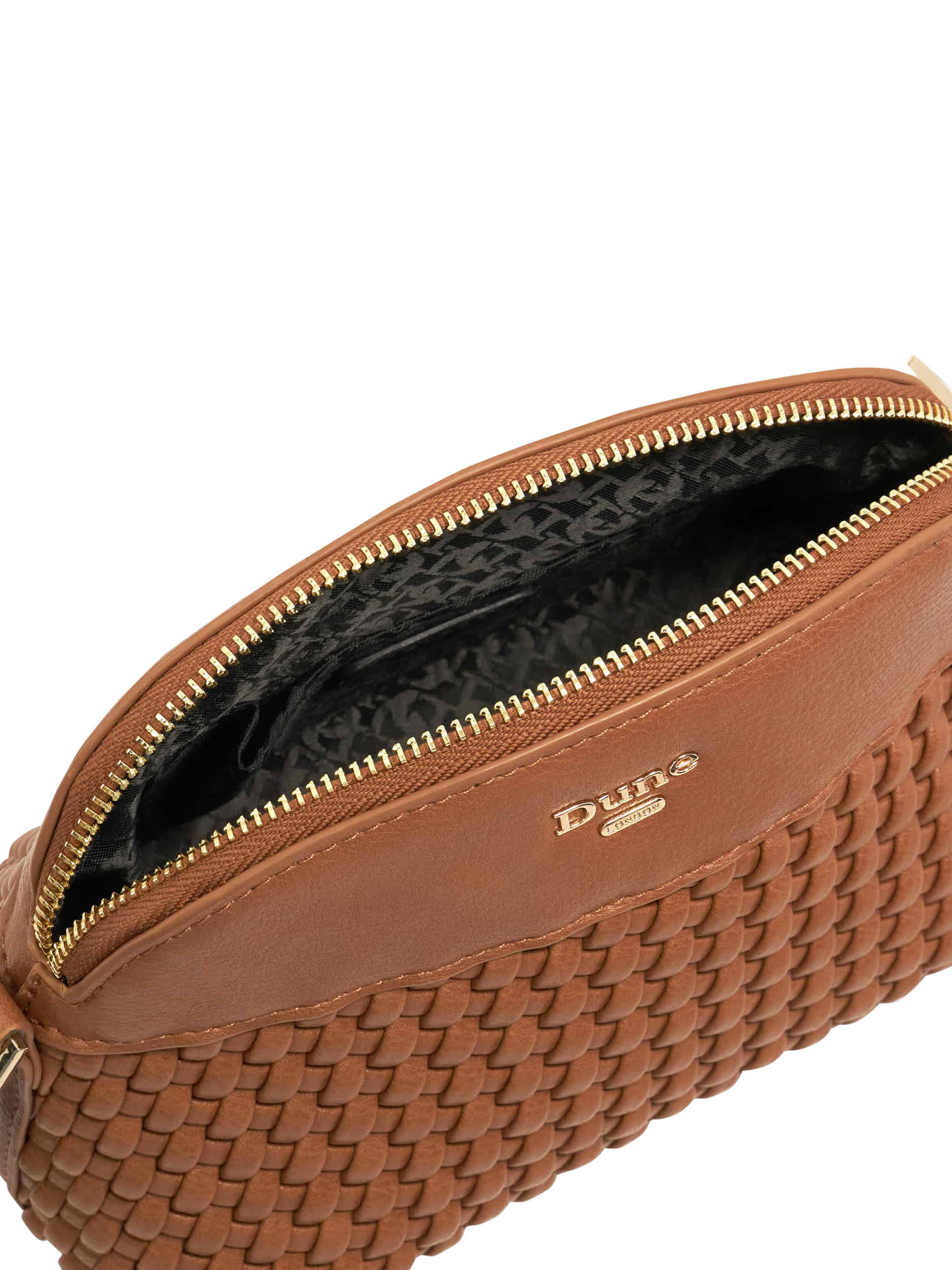 Product image 4 of 5, which shows Dune London Distinct Woven Crossbody Bag, Brown Tan