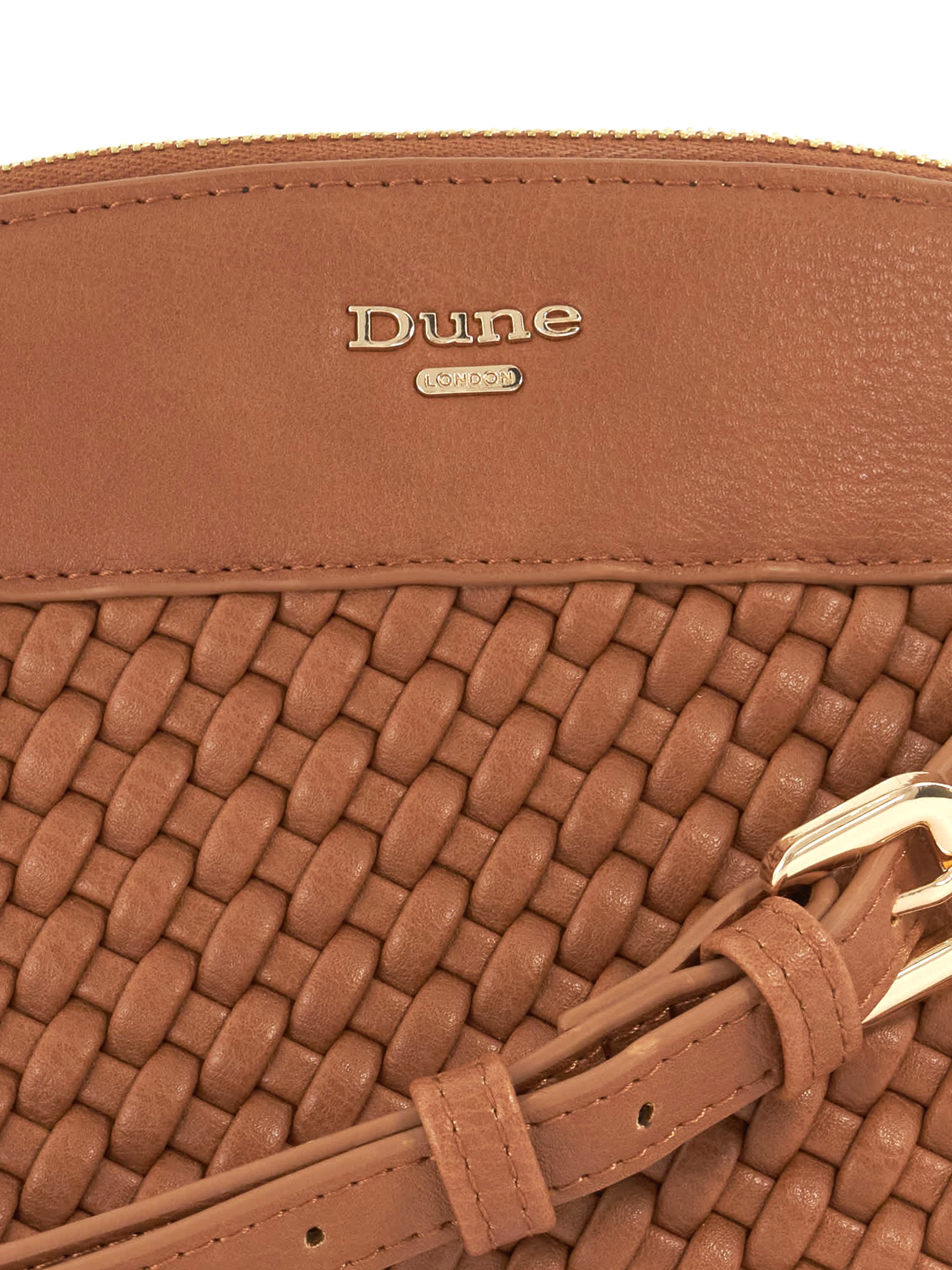 Product image 5 of 5, which shows Dune London Distinct Woven Crossbody Bag, Brown Tan