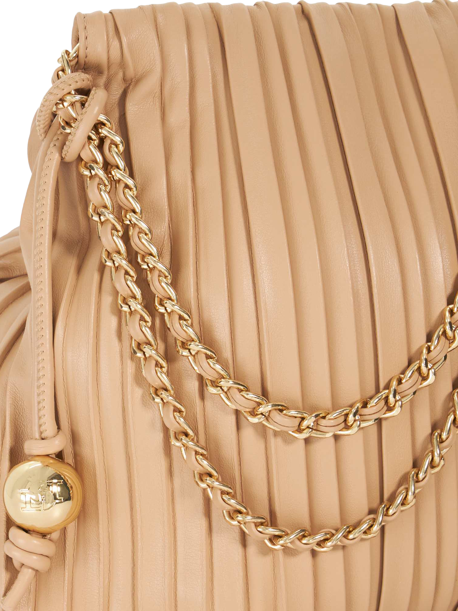 Product image 5 of 5, which shows Dune London Dominic Pleated Shoulder Bag, Natural Nude