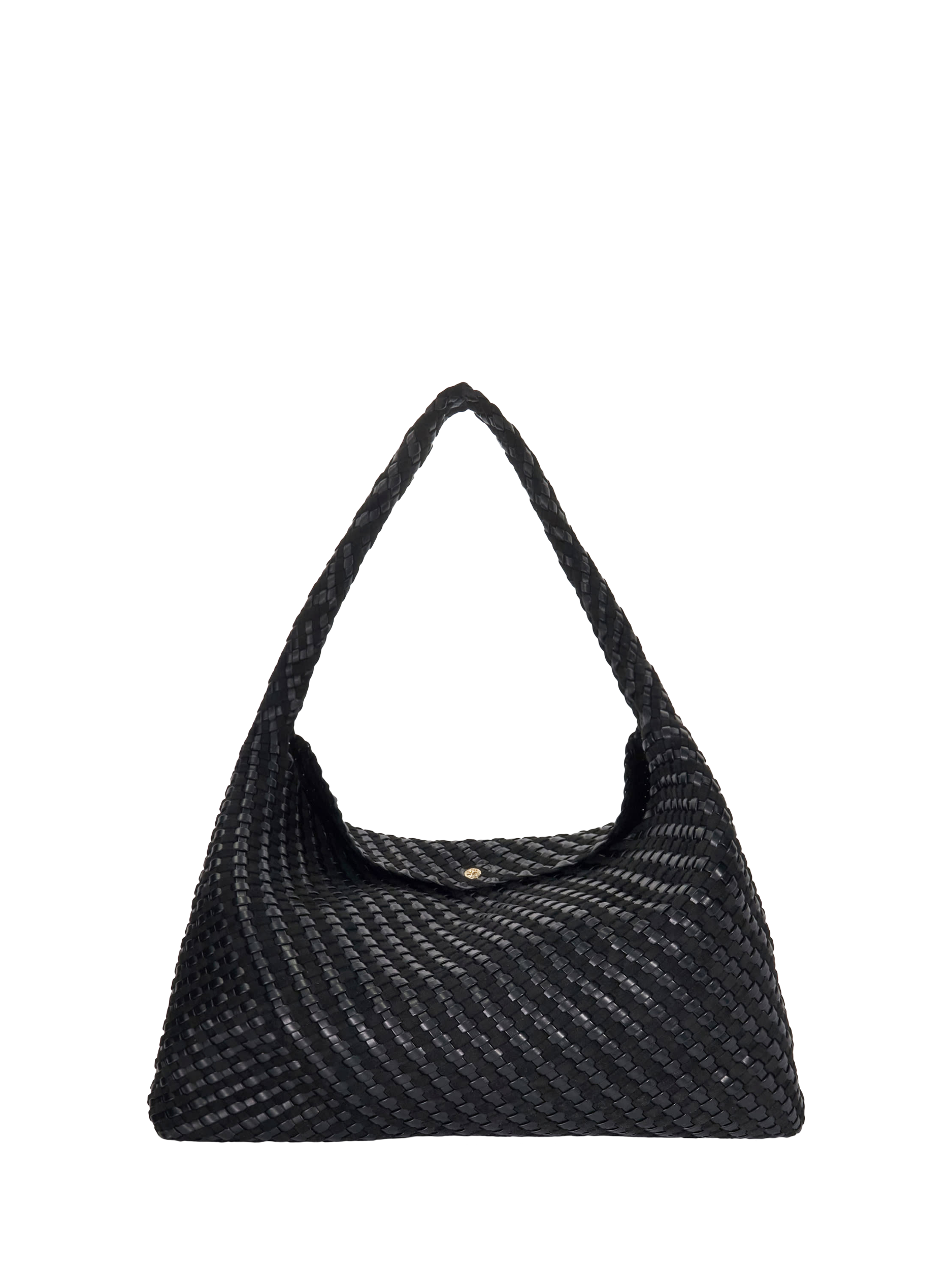 Product image 1 of 5, which shows Dune London Deliberate XL Woven Shoulder Bag, Black