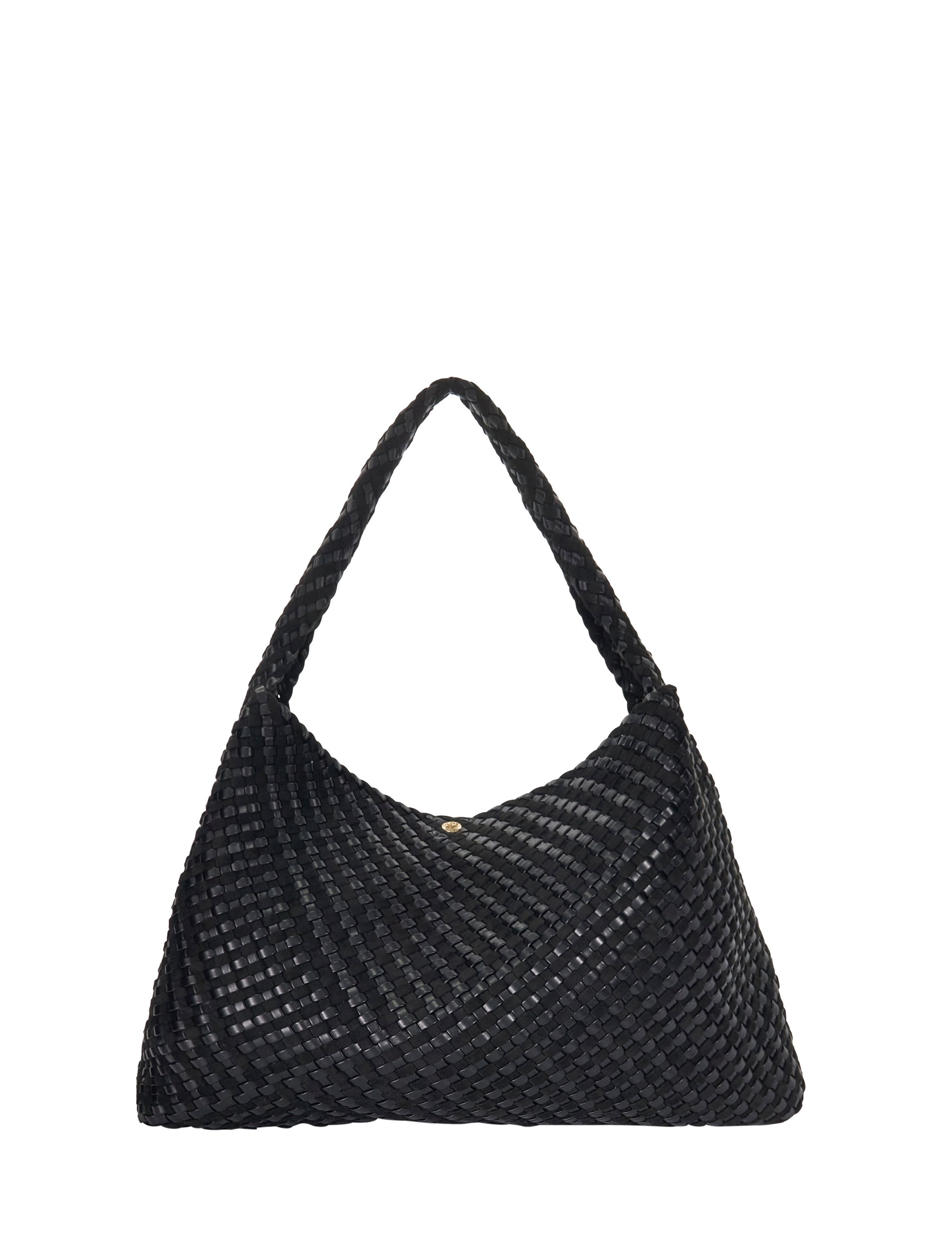 Product image 2 of 5, which shows Dune London Deliberate XL Woven Shoulder Bag, Black
