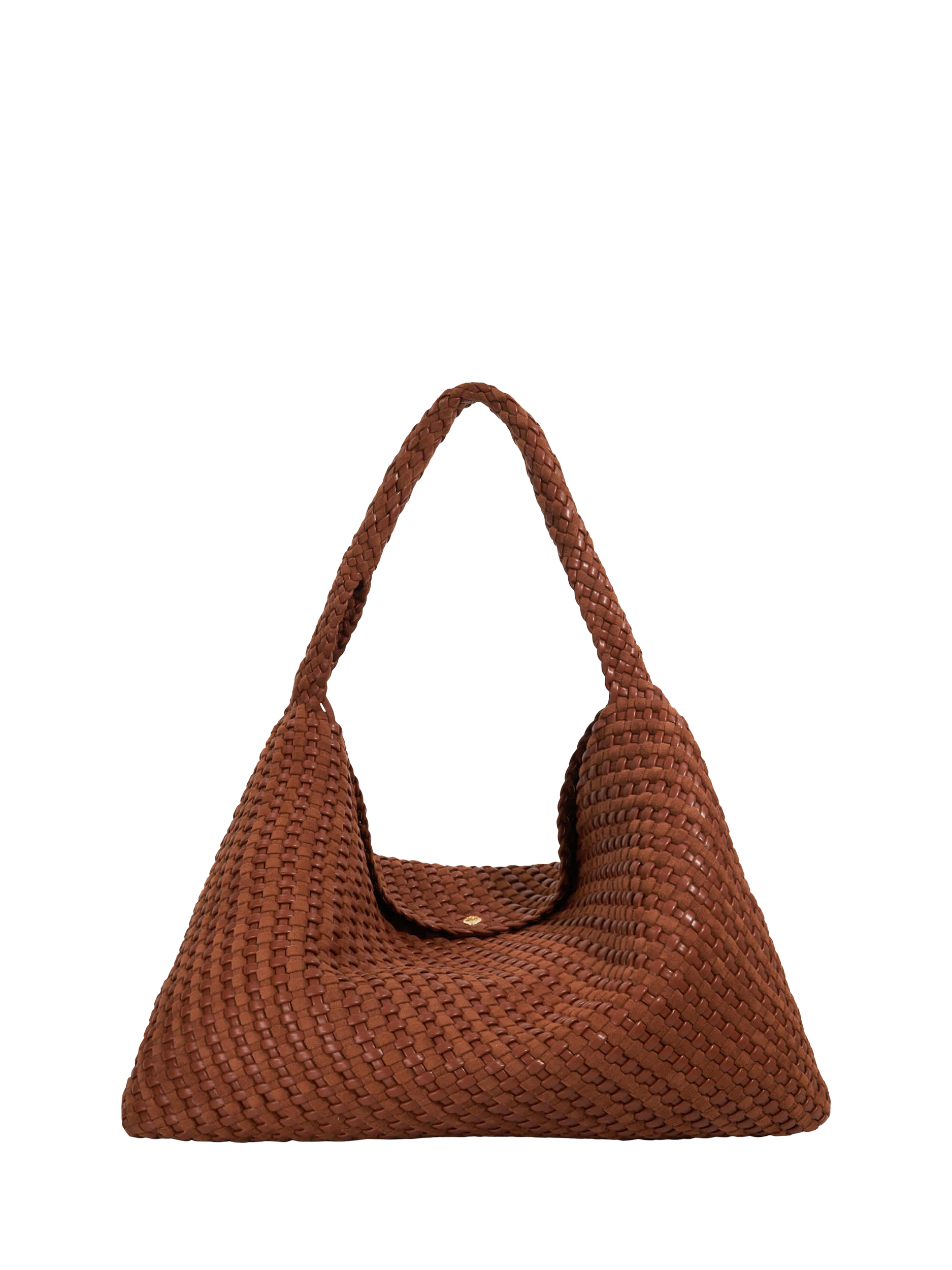 Product image 1 of 4, which shows Dune London Deliberate XL Woven Shoulder Bag, Tan