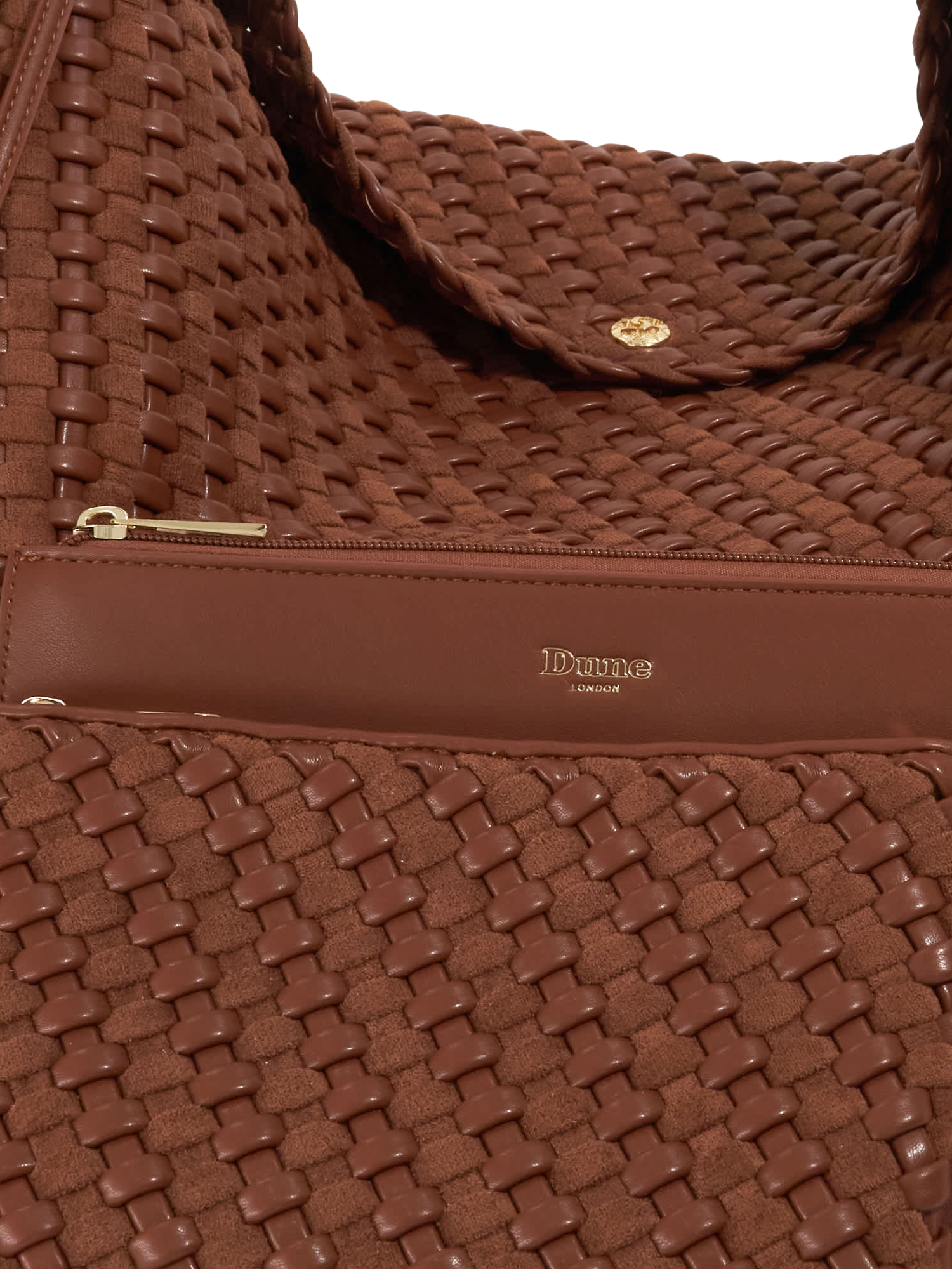 Product image 4 of 4, which shows Dune London Deliberate XL Woven Shoulder Bag, Tan