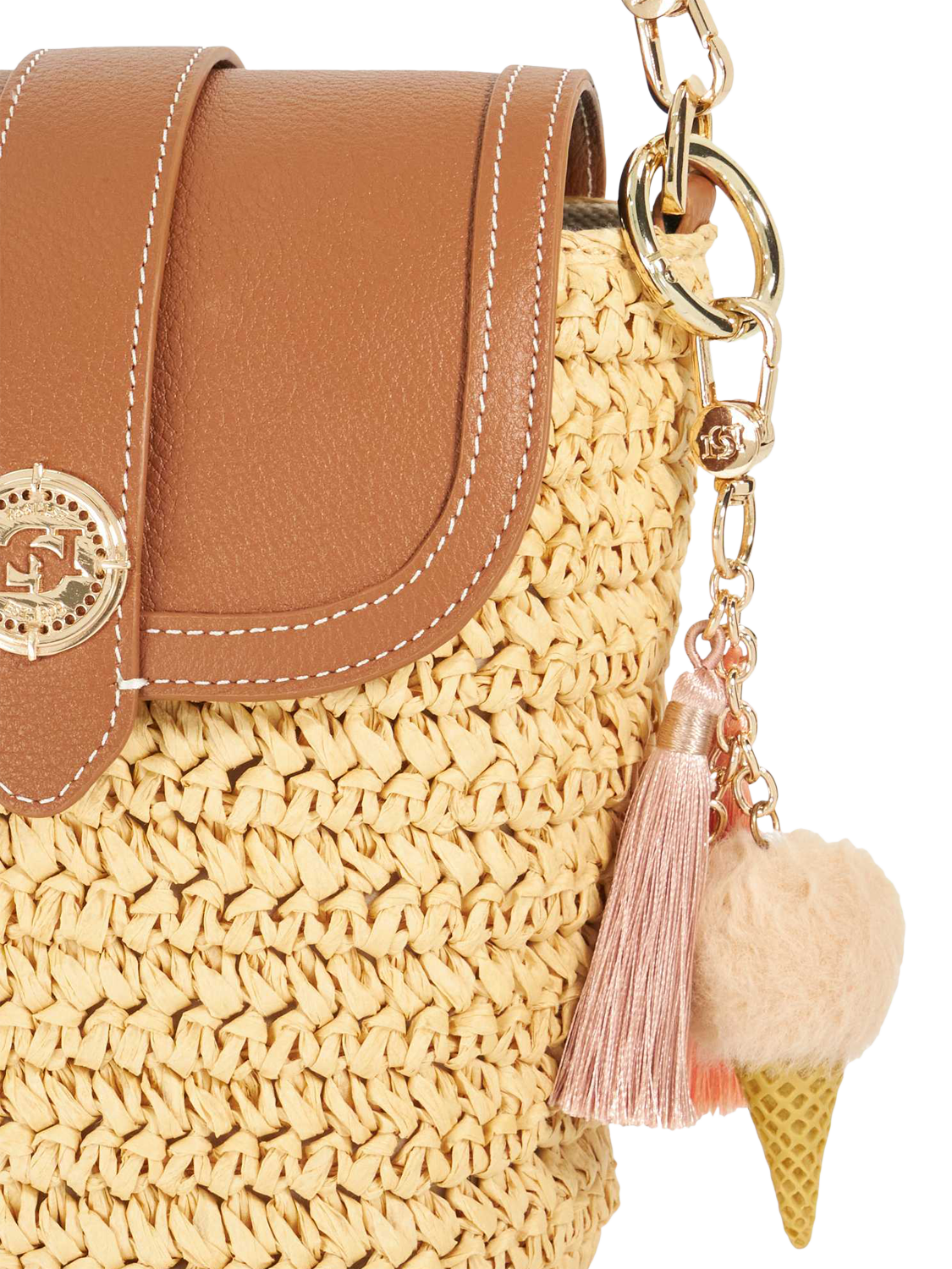 Product image 5 of 5, which shows Dune London Dimple Raffia Crossbody Bag, Natural Natural