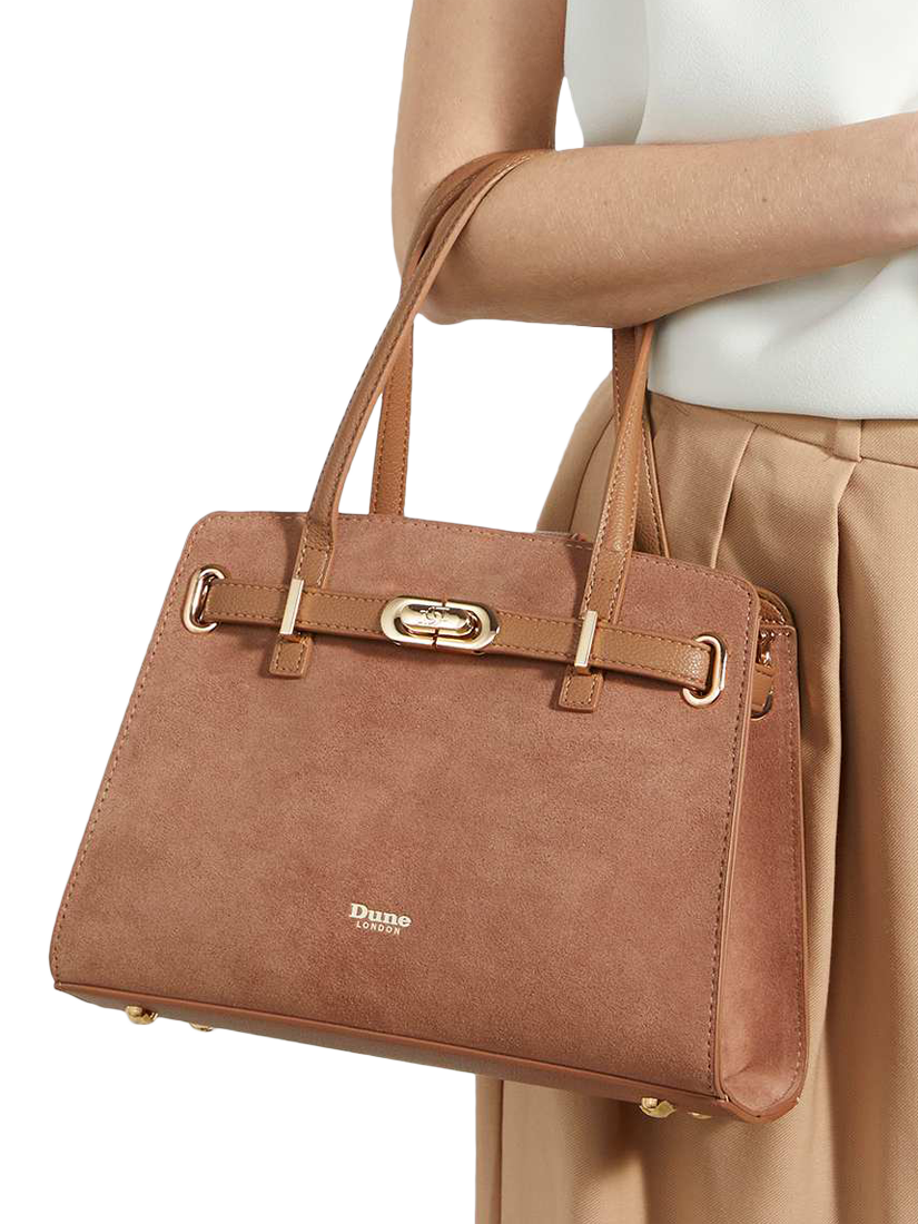 Product image 2 of 5, which shows Dune London Dinidefine Leather Grab Bag, Camel