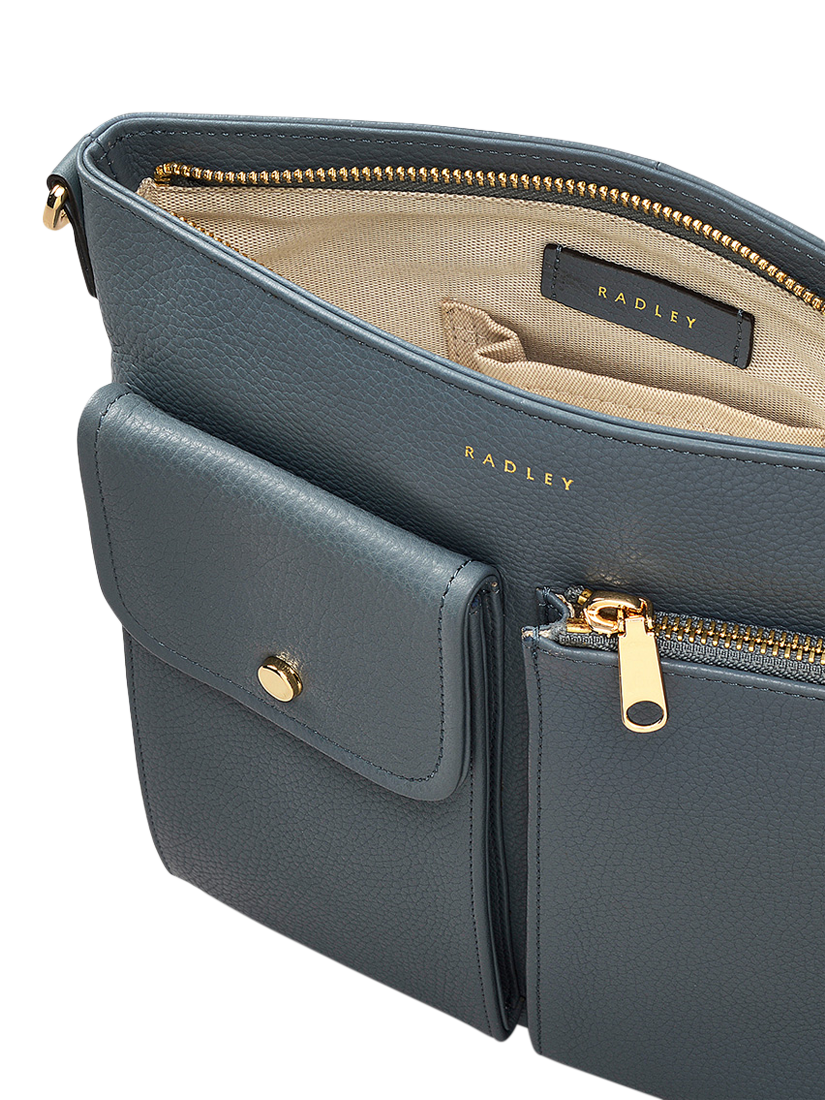 Product image 3 of 5, which shows Radley Selby Crescent Grained Leather Bag, Dark Duck Egg