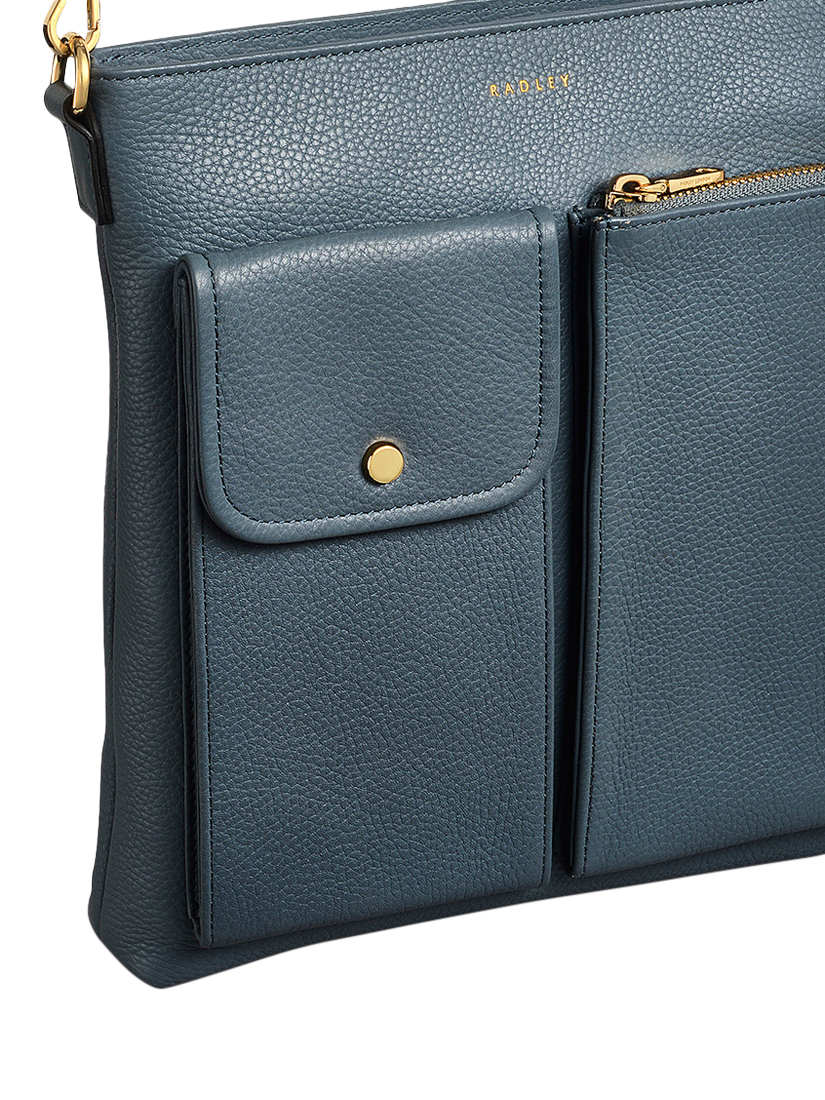 Product image 4 of 5, which shows Radley Selby Crescent Grained Leather Bag, Dark Duck Egg
