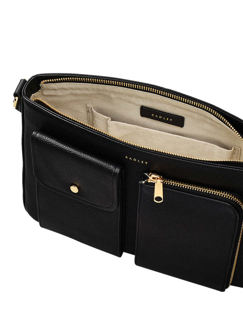 Product image 3 of 4, which shows Radley Selby Crescent Grained Leather Bag, Black