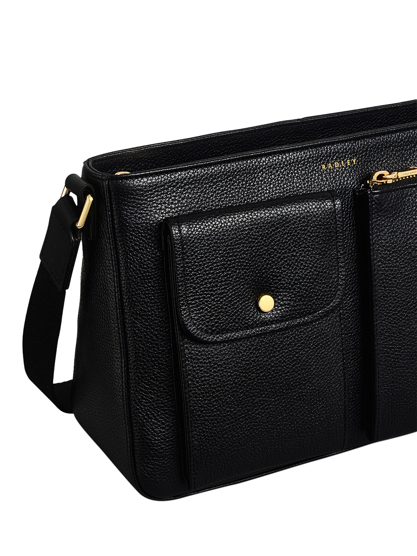 Product image 4 of 4, which shows Radley Selby Crescent Grained Leather Bag, Black