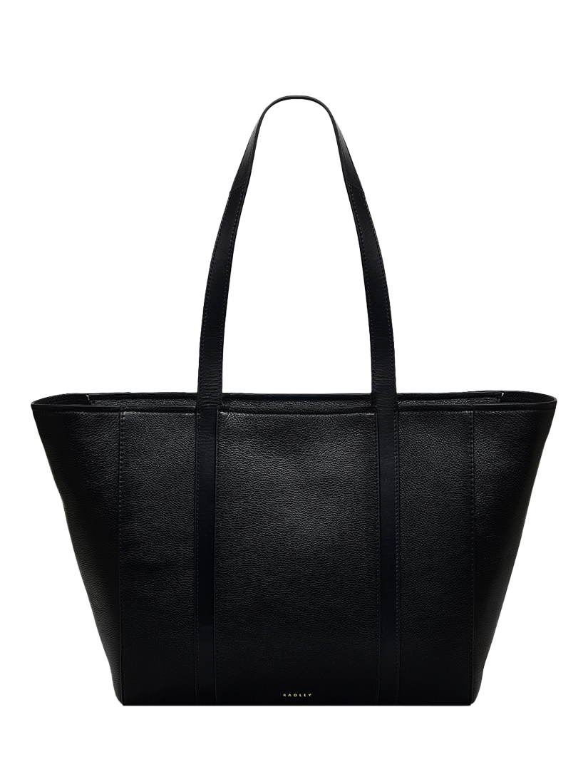 Product image 1 of 4, which shows Radley Knightsbridge Road Leather Large Zip Top Tote Bag, Black
