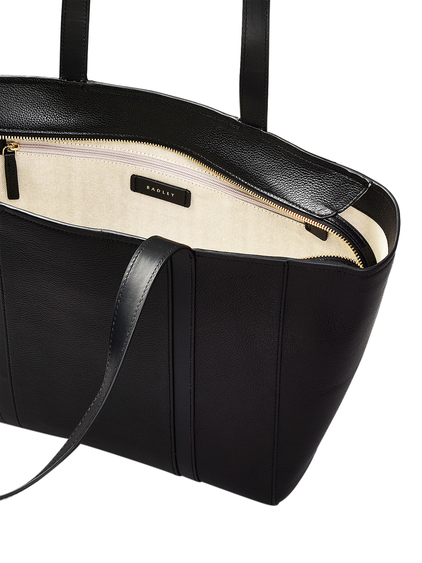 Product image 3 of 4, which shows Radley Knightsbridge Road Leather Large Zip Top Tote Bag, Black