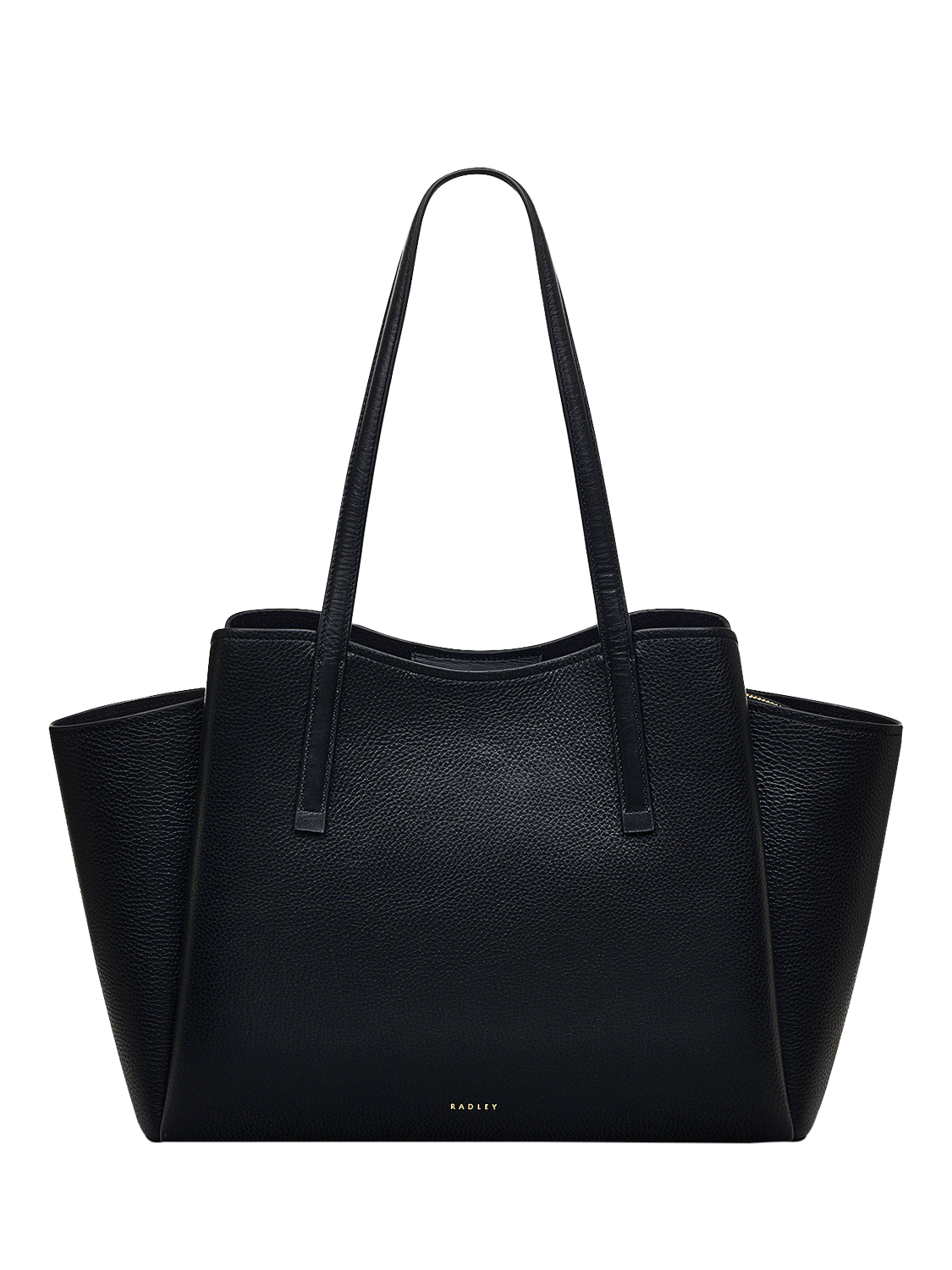Product image 1 of 4, which shows Radley Blake Gardens Leather Large Zip Top Tote Bag, Black