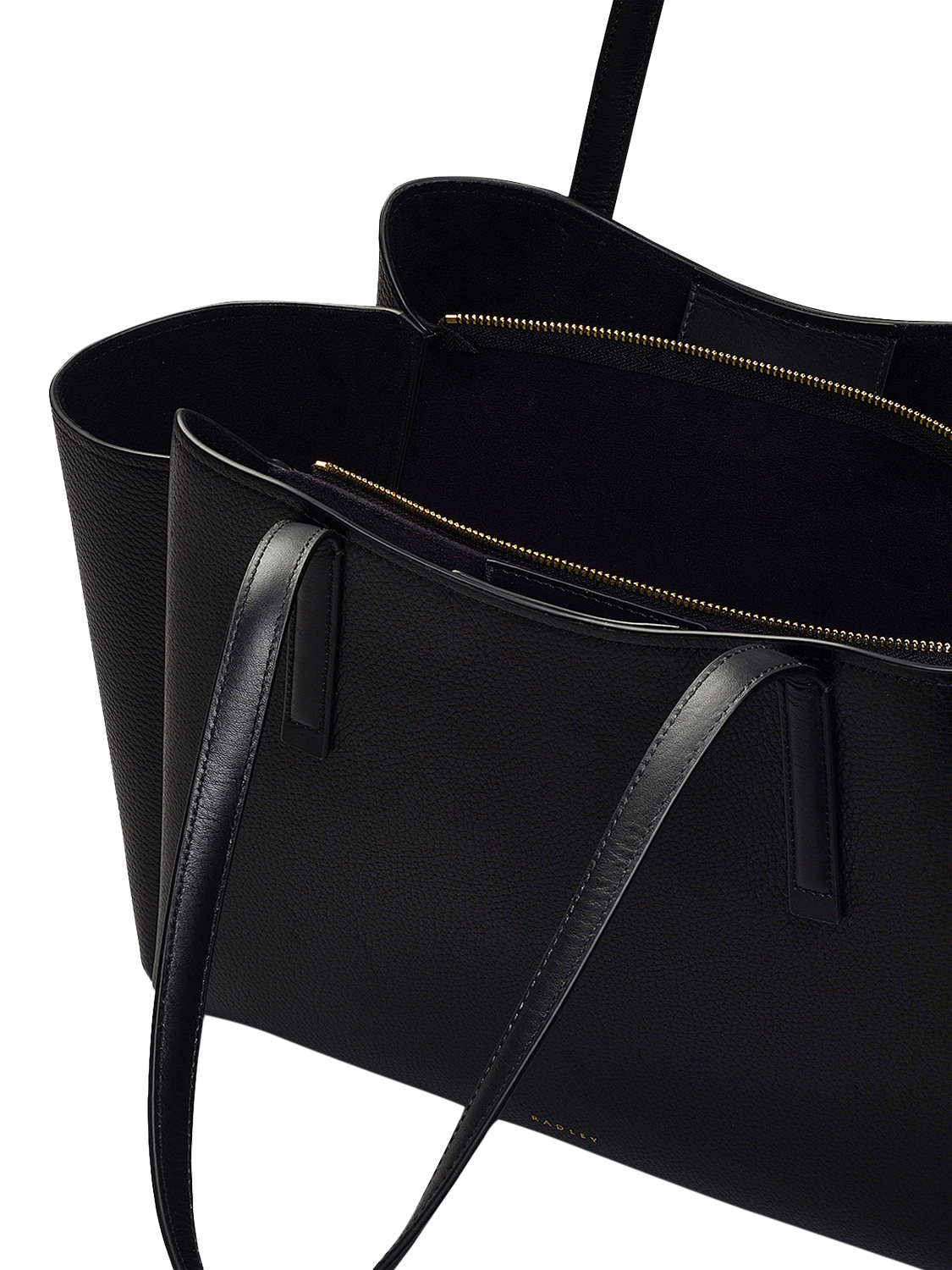 Product image 3 of 4, which shows Radley Blake Gardens Leather Large Zip Top Tote Bag, Black