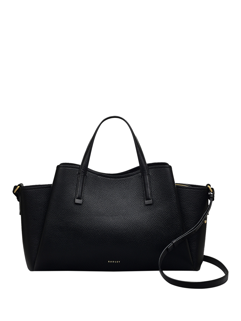 Product image 1 of 4, which shows Radley Blake Gardens Leather Large Zip Top Grab Bag, Black