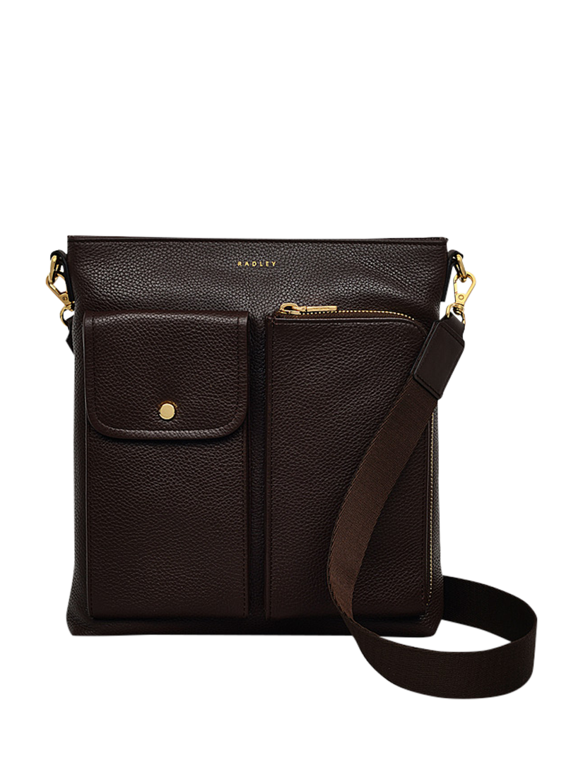 Product image 1 of 4, which shows Radley Selby Crescent Grained Leather Bag, Dark Oak