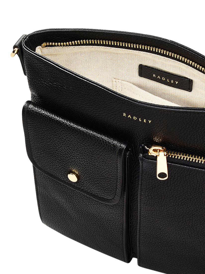 Product image 3 of 4, which shows Radley Selby Crescent Grained Leather Bag, Black