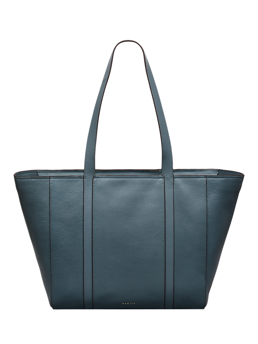 Product image 1 of 4, which shows Radley Knightsbridge Road Leather Large Zip Top Tote Bag, Blue
